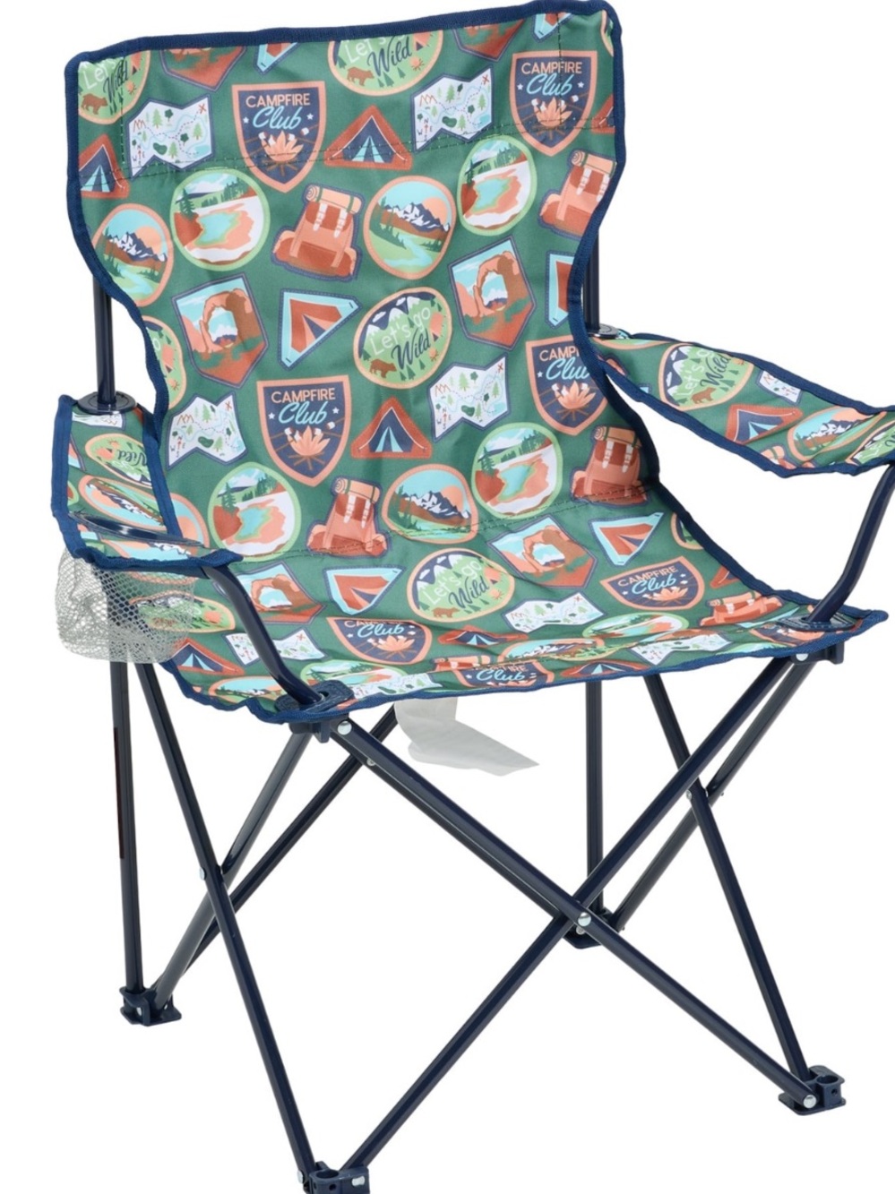 C&C California Park Patches Print Outdoor Folding Chair w/Cup Holder(For Kids)